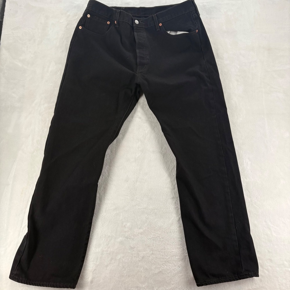 Levis 501 Jeans Mens W38 L30 Denim‎ Pants Black Original Fit Button Fly Straight